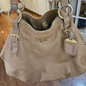 Prada Pebbled Leather bag with Gold Hardware